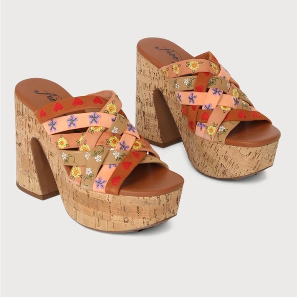 FREE PEOPLE Lisbon Suede Leather Platform Mules in Sandbar Multicolour Size 36.5 - Picture 5 of 14